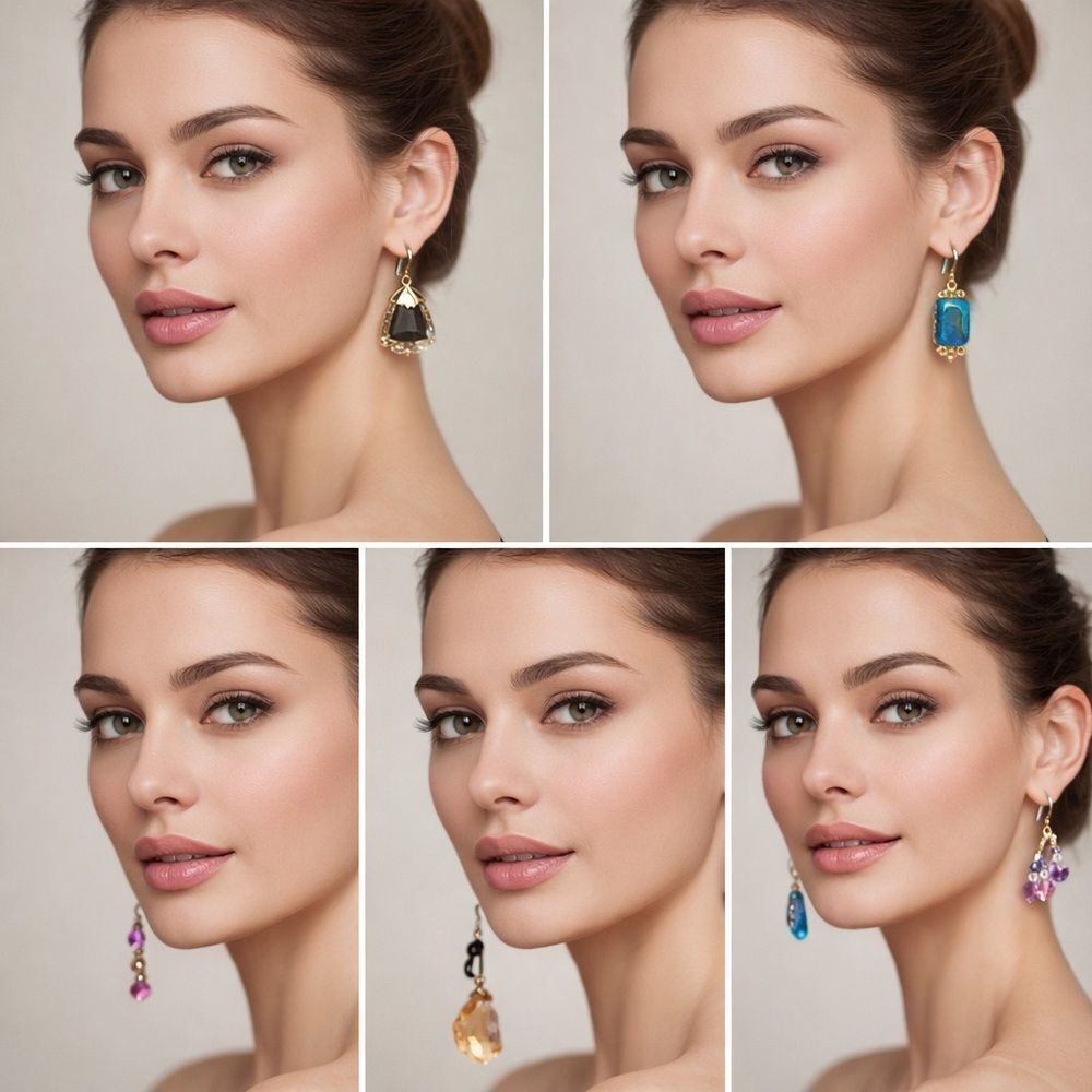 Lot of five glass earrings pairs 4 hooks 1 post blue purple topaz metal